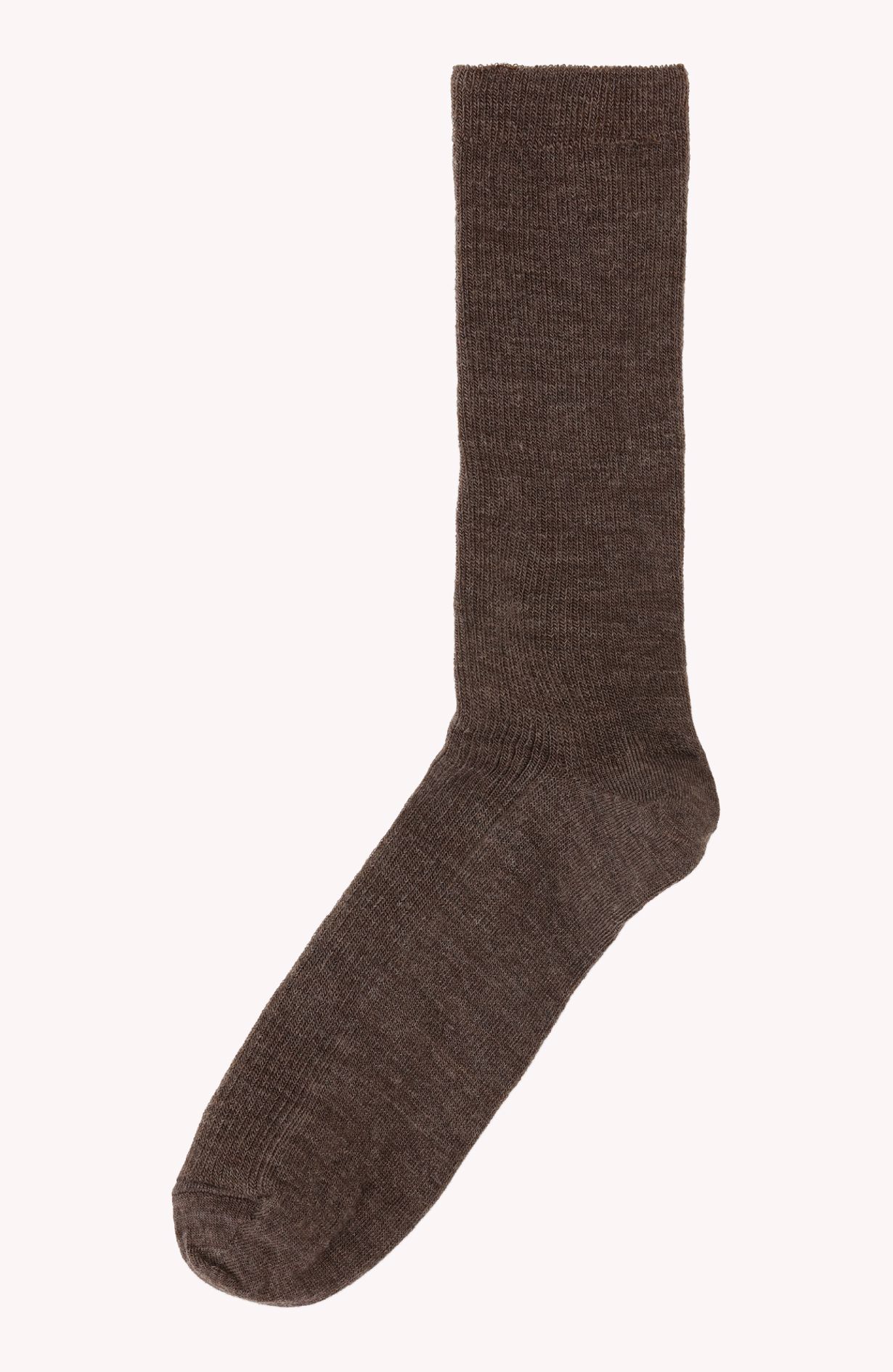 MP Fine wool rib socks dark brown. 50102